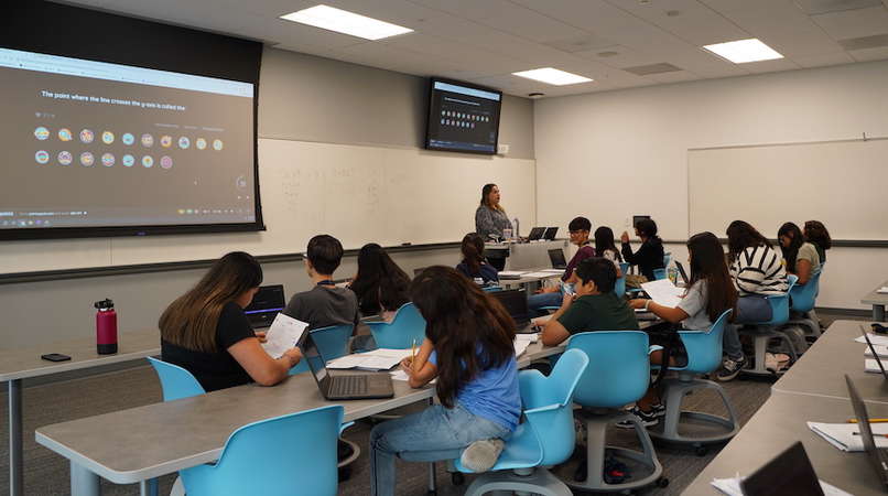 Students solve a problem during the Center for Educational Partnerships' math academy.